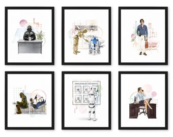 OFFICE Art Print SET of 6, Funny Office Art, Home Office Decor, Funny Gift for Boss, Funny Gift for Coworker