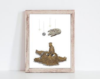 Baby Chewbacca Star Wars Nursery Art Print