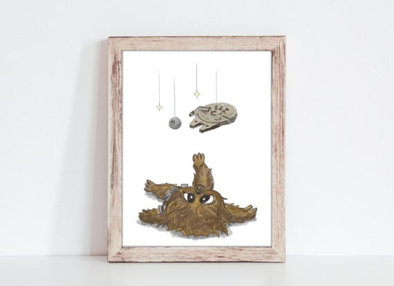 Baby Chewbacca Star Wars Nursery Art Print