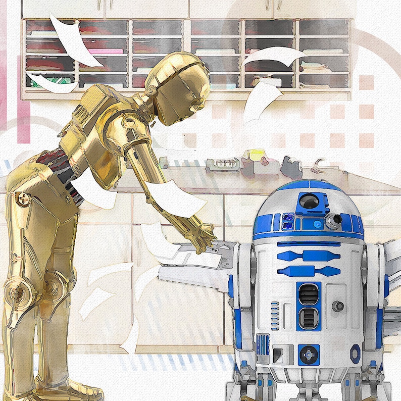 Spa Wars OFFICE Art 'The Droid Copy Room' Star Wars Etsy