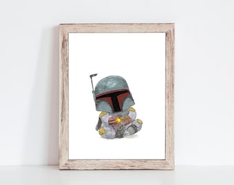 Baby Boba Fett Print: Star Wars Nursery Art