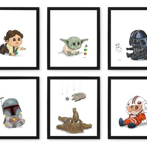 Baby Nursery Art PRINT SET of 6, Nursery Wall Decor, Baby Boy Decor, Baby Boy Nursery Art Print Set