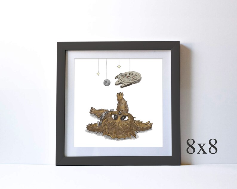 Baby Chewbacca Star Wars Nursery Art Print 8x8 inches