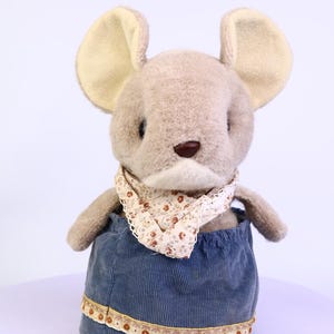 Rare Vintage Showa Era First Corp Mouse Plush Doll - Made in Japan Artisan Collectible 9&quot; (Loose Skirt Elastic)