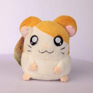 Hamtaro plyschleksak epok 2000-tals vintage sällsynt med pappersetikett Tottoko Hamutaro japansk anime söt hamster gosedjur samlarobjekt