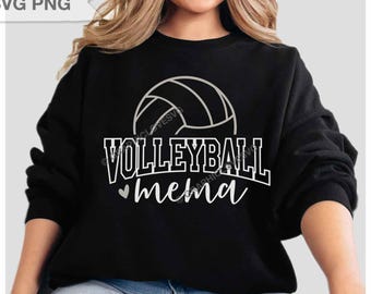 Volleyball Mema Svg Png, Varsity Sublimation (Digital Download) Black, White