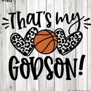 Ese es mi ahijado Svg PNG Madrina de baloncesto, Camiseta de madrina de baloncesto con estampado de leopardo para planchar PNG, Orgullosa madrina de baloncesto PNG Sublimación