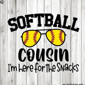 Softball Cousin Svg Png, Divertido Softball Cousin Png, Cousin Crew Svg, Só Aqui Para Os Lanches, Camisa De Softball Cousin Passar A Ferro Png, Sublimação