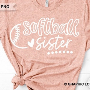 Softball Schwester svg Png, größter Fan niedlich Softball Sis svg, Softball Schwester Shirt Eisen auf Png, Spieltag Softball Familie svg dxf Cricut