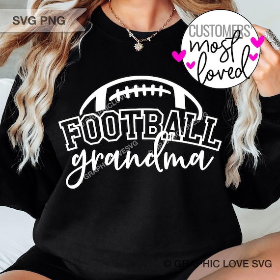 Football Grandma Svg Png, Football Grandma Sublimation Png, Football Grandma Shirt Iron On Png, White, Black