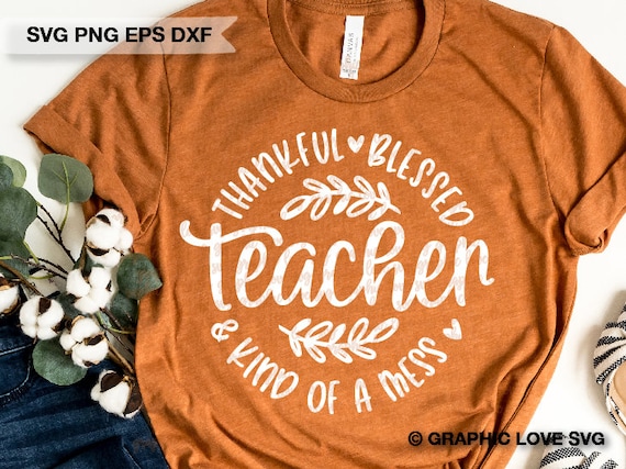 Funny Fall Teacher Shirt Svg Thankful Blessed and Kind of A - Etsy