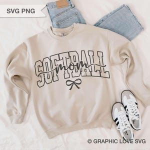 Softball Mom Svg Png Dtf File, Cute Chic Bow Varsity Softball Shirt Sublimation Iron On Png, White Brown Black