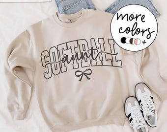 Tía de Softbol SVG PNG, Lindo Lazo Elegante para Sublimación de Camiseta de Tía de Softbol, Negro, Blanco