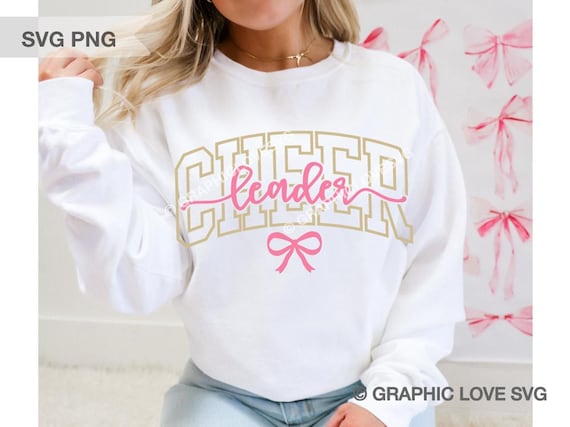 Cheer Svg Png Bow Cheerleader Pink Gold White Black Coquette Cheerleading Sublimation(digital download)