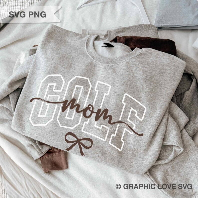 Golf Mom Svg Png Dtf file, Comform Color Cute Bow Golf Mom Shirt Iron On Png, Golf Mom Sublimation, Black, White, Brown