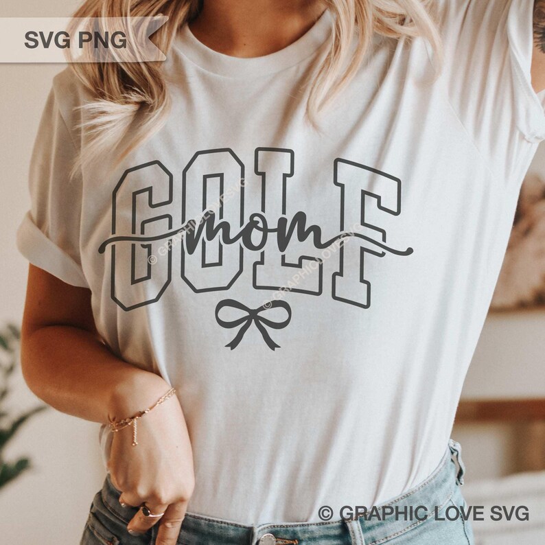 Golf Mom Svg Png Dtf file, Cute Bow Golf Mom Shirt Iron On Png, Golf Mom Sublimation, Black, White, Brown