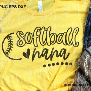 Softball Nana Svg, regalo carino per Nana Svg, maglietta Softball Nana Svg, maglietta Softball Nana stirabile PNG, maglietta Game Day Nana Svg, Dxf, Cricut