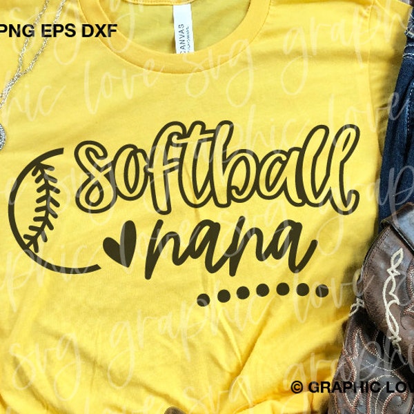 Softball Nana Svg, Cute Gift For Nana Svg, Softball Nana Shirt Svg, Softball Nana Shirt Iron On Png, Game Day Nana Tee Svg, Dxf, Cricut