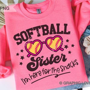 Hermana de softbol Svg Png, divertida camiseta de softbol de hermana pequeña Svg, camiseta de hermana de softbol para planchar en Png, sublimación de hermana de softbol