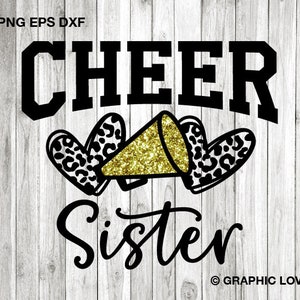 Cheerleader Sister Svg Png Leopard Glitter Cheerleader Svg Cheer Family Svg Cheetah Cheer Sister Shirt Iron On Png