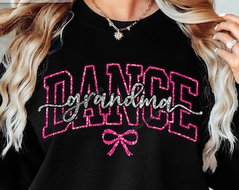 Dance Grandma Svg Png, Pink Glitter Bow Dance Shirt Iron On Sublimation (4 color files)