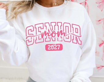 Senior Mom 2027 Svg Png, Graduation Shirt Iron On Png, Class of 2027 Sublimation, Pink, Black, White