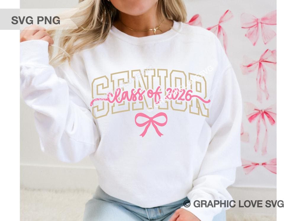 Senior 2026 Svg Png, Bow Pink Red Blue Coquette Senior 2026 Svg, Class of 2026 Svg, Graduation Shirt Iron On Png, Senior 2026 Sublimation