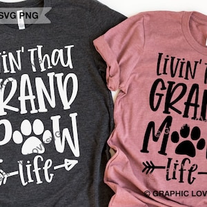 Hond opa Svg, hond oma Svg, opa Svg, oma Svg, Livin that Grand Paw Life Shirt opstrijkbare Png, papa cadeau, cadeau voor opa Svg