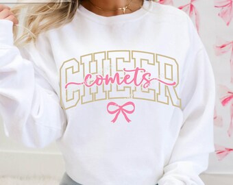 Comets Svg Png Bow, Cheer Cheerleading Iron On Dtf Sublimation Design