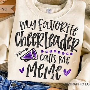 Cheer Meme Svg Png, Blue Purple Red My Favorite Cheerleader Calls Me Meme Svg, Cheer Meme Shirt Iron On Png