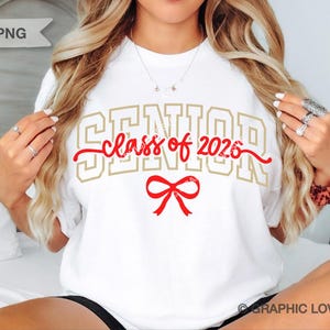 Senior 2026 Svg Png, Class of 2026 Svg, Pink Gold Green Red Blue Bow Coquette Senior 2026 Dtf file, Graduation Shirt Iron On Png, Senior 2026 Sublimation
