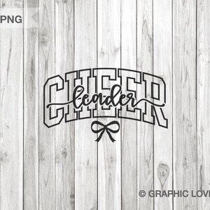 May include: Black and white SVG and PNG graphic design with the words "CHEER" above "leader" in a script font, and a bow below. The design is on a light gray and white wood grain background.