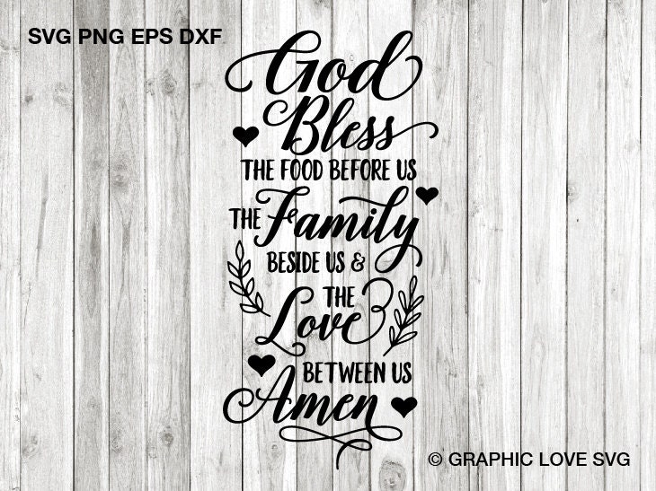 ZSSZ Bless The Food Before us, The Family Beside us, and The Love Between us アーメン - 壁デカール 宗教的な引用句 祈り ダイニングルーム キッチン ホー Bless the Food Before Us Stencil - Etsy