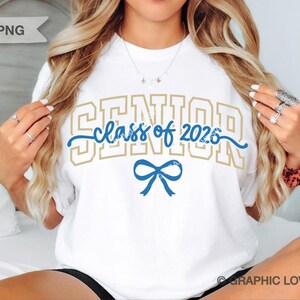 Senior 2026 Svg Png, Class of 2026 Svg, Pink Gold Green Red Blue Bow Coquette Senior 2026 Dtf file, Graduation Shirt Iron On Png, Senior 2026 Sublimation