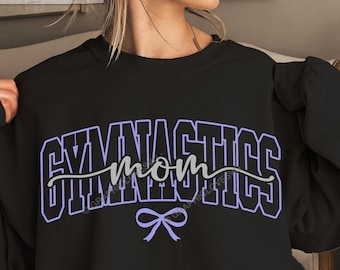 Gymnastics Mom Svg Png, Gymnast Varsity Cute Chic Sublimation Purple Silver Black White