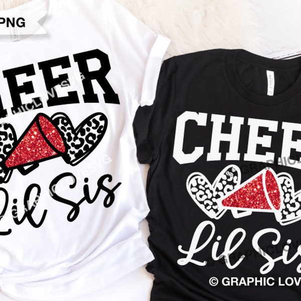 Cheerleader Lil Sis Svg, Leopard Glitter Cheer Lil Sis Svg, Cheerleader Little Sis Png, Cheetah Cheer Sis Png, Cheer Sis Shirt Iron On Png