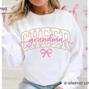 Cheer Grandma Svg Png, Bow, Cheerleader Grandma Png, Cheer Grandma Png, Coquette Pink Gold, Cheer Grandma Shirt Iron On Png, Sublimation