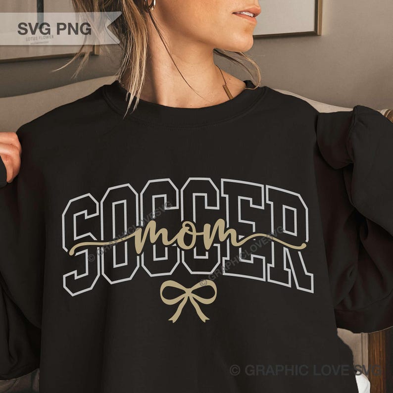 Soccer Mom Svg Png Dtf file, Cute Bow Soccer Mom Shirt iron on Png, Soccer Mom Sublimation Png, Black, White, Red