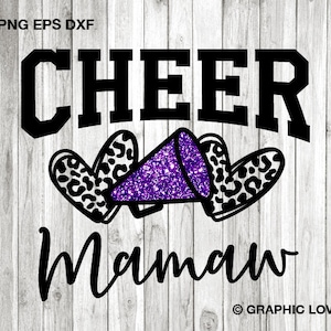 Cheer Mamaw Png Svg, Cheerleader Mamaw Png, Leopard Heart Glitter Purple, Cheer Mamaw Shirt Iron On Png, Cheer Mamaw Sublimation