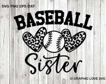 Baseball Sister Svg Png, Leopard Heart Svg, Leopard Baseball Sister Shirt Iron On Png, Cricut, Sublimation