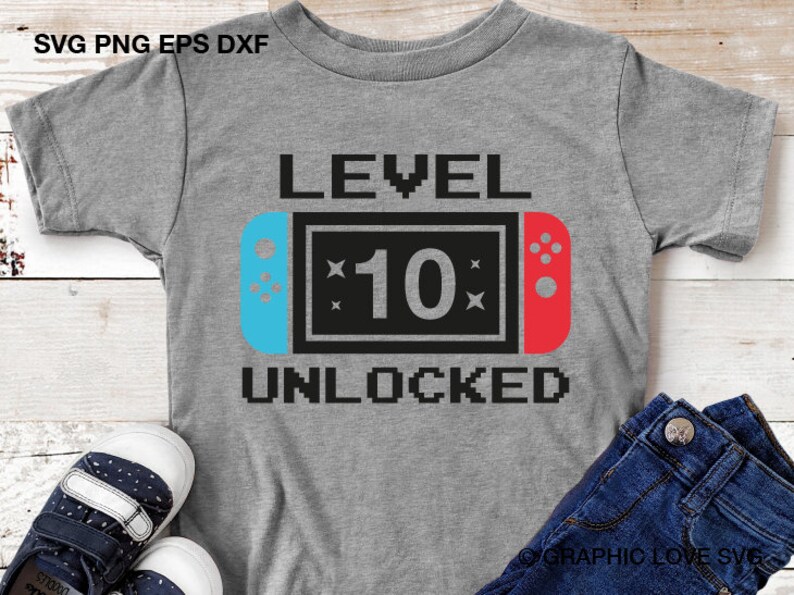 Download Level 10 Unlocked svg 10th Birthday Boy Ten Years Old Gamer | Etsy