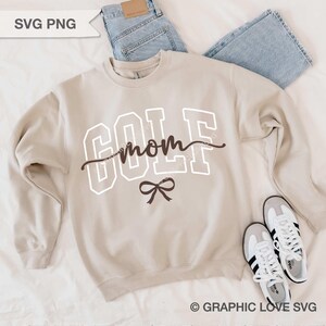 Golf Mom Svg Png Dtf file, Comfort Color Cute Bow Golf Mom Shirt Iron On Png, Golf Mom Sublimation, Black, White, Brown