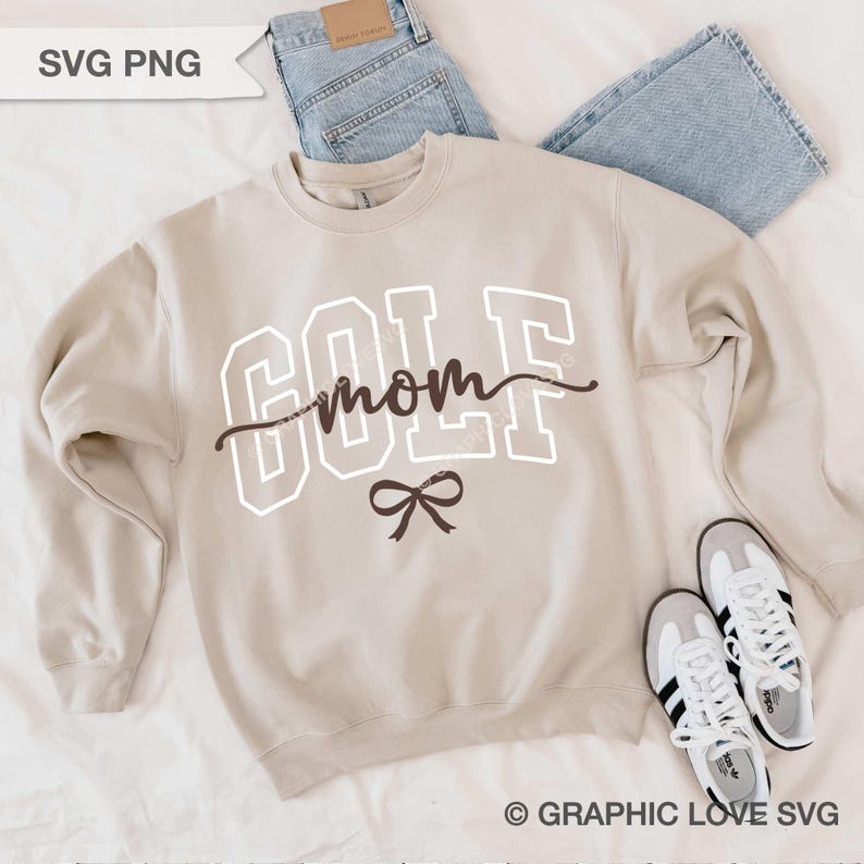 Golf Mom Svg Png Dtf file, Comfort Color Cute Bow Golf Mom Shirt Iron On Png, Golf Mom Sublimation, Black, White, Brown