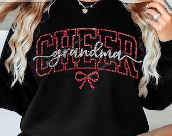 Cheer Grandma Svg Png Bow Red Glitter, Cheerleader Grandma Sublimation (Digital Download)