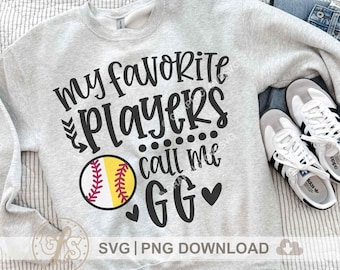 Baseball Softball Gg Svg Png, My Favorite Players Call Me Gg Svg, Tee Ball, T Ball Gigi Png, T Ball Gigi Shirt Iron On Png, Sublimation