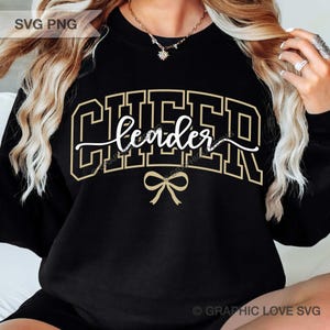 Cheer Svg Png Bow Cheerleader Pink Gold White Black Coquette Cheerleading Sublimation(digital download) image 2