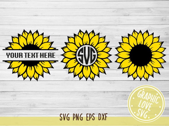 Split Sunflower Monogram Svg Sunflower Svg Eps Silhouette Sunflower ...