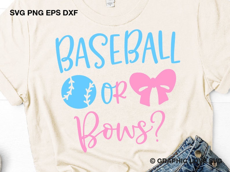Baseball or Bows Svg Gender Reveal Shirt Svg Boy or Girl Etsy
