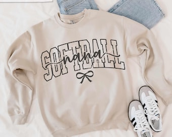 Softball Nana Svg Png, Cute Chic Bow Varsity Softball Shirt Sublimation Files, White Brown Black