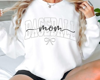 Baseball Mom Svg Png, Cute Chic Bow Varsity Baseball Shirt Sublimation Files, Black, White